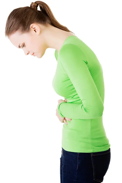 Mujer joven con problemas de estómago —  Fotos de Stock
