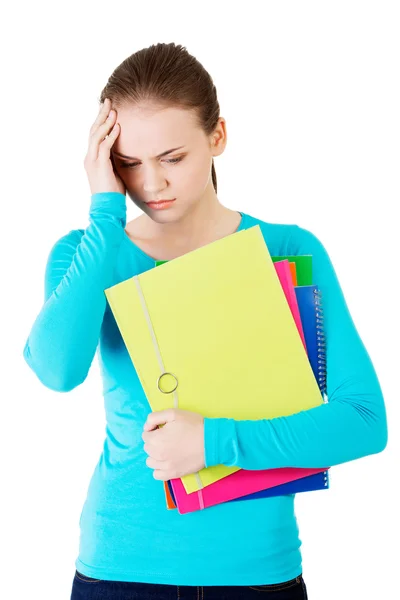 Young beautiful student woman with depression — Stock Photo, Image