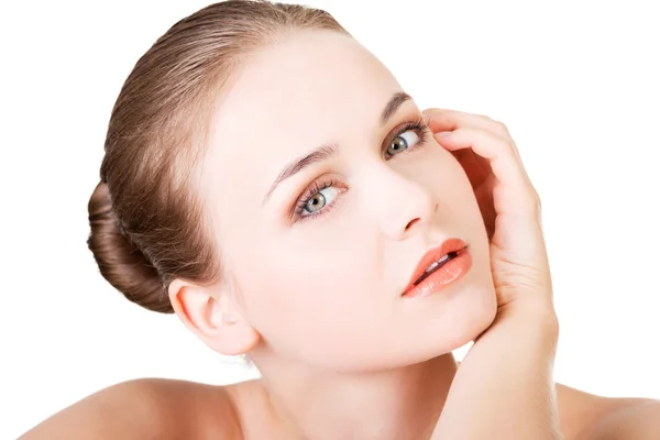 Beautiful face of spa woman with healthy clean skin. — Stock Photo, Image