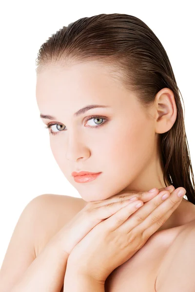 Beautiful face of spa woman with healthy clean skin. — Stock Photo, Image