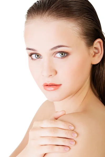 Beautiful face of spa woman with healthy clean skin. — Stock Photo, Image