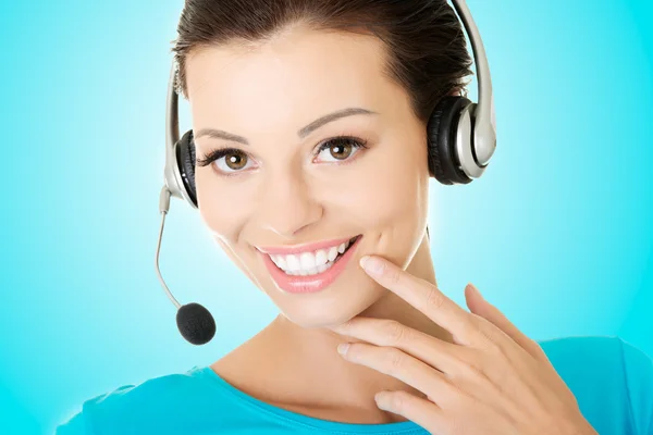 Beautiful young call-center assistant — Stock Photo, Image