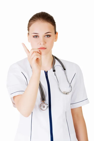 Lekarz lub pielęgniarka z odstraszania gest. — Zdjęcie stockowe