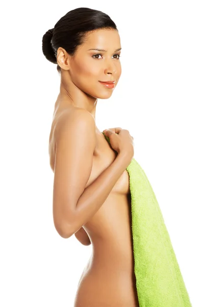 Beautiful happy woman after bath or spa — Stock Photo, Image