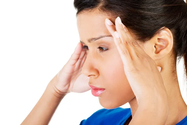 Femme ayant des maux de tête ou un problème — Photo