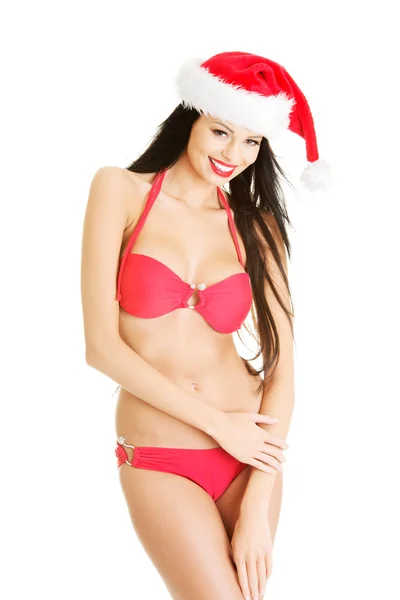 Sexy santa helper in bikini — Stockfoto