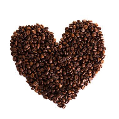 Kahve çekirdeğinden kalp.
