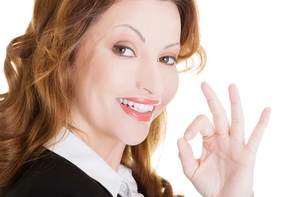 Mulher de negócios com gesto perfeito — Fotografia de Stock