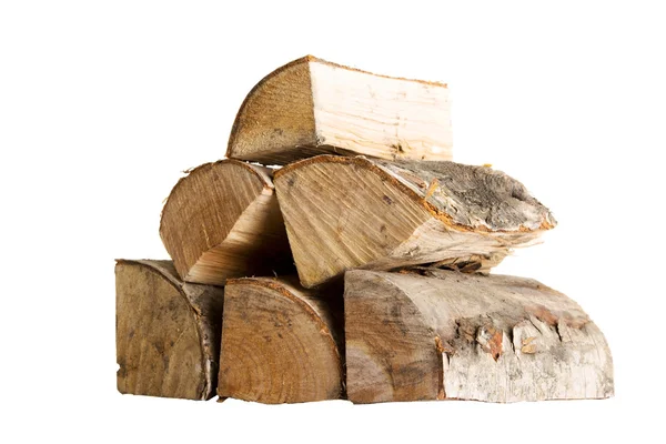 Corte madeira de fogo log de bétula-árvore . — Fotografia de Stock
