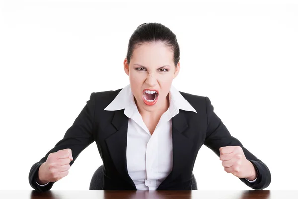 Stressed or angry businesswoman screaming — Stock Photo, Image