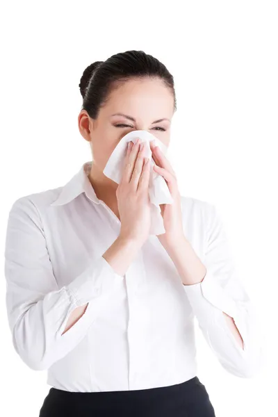 Žena s alergií nebo studené — Stock fotografie