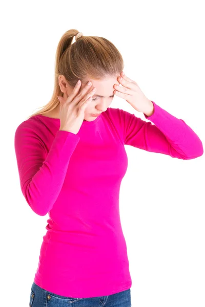 Mujer adolescente con dolor de cabeza — Foto de Stock