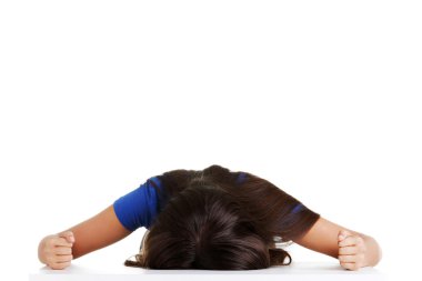 üzgün, genç bir kadın, sahip büyük bir sorun ya da depresyon