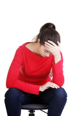 düşünceli kadın sorunu veya depresyon ile