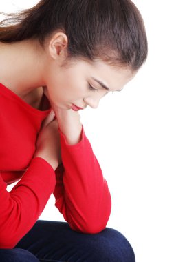 düşünceli kadın sorunu veya depresyon ile