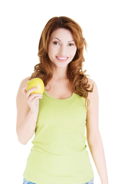 Beautiful woman with apple — Stock Photo, Image