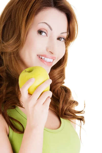 Hermosa mujer con manzana — Foto de Stock