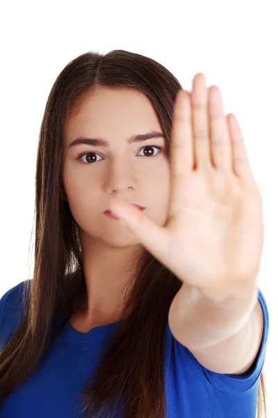 Stop gesture sing with hand — Stock Photo, Image