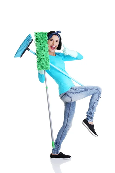 Happy cleaning woman portrait — Stock Photo, Image