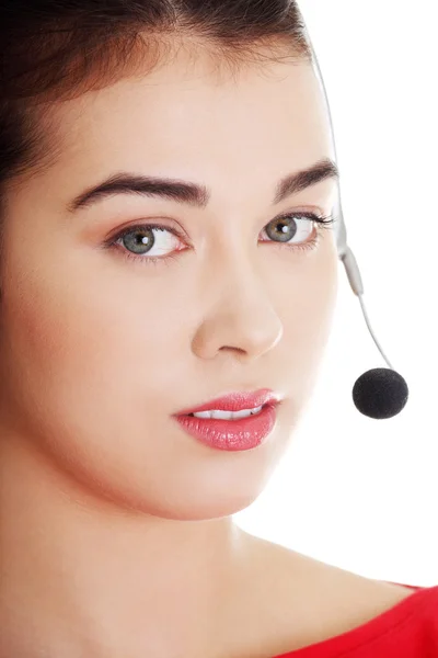 Callcenter-Frau mit Headset. — Stockfoto