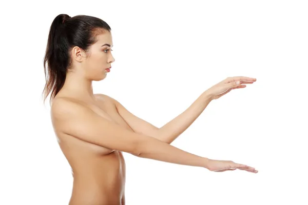 Sexy sedí nahá žena s zdravé čisté kůže — Stock fotografie