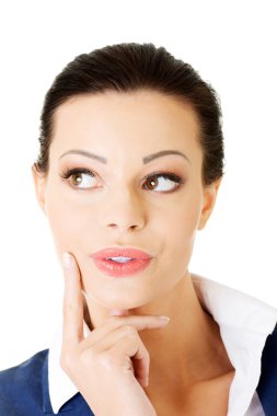 genç, çekici bir işkadını. yüz ifadesi. düşünme.