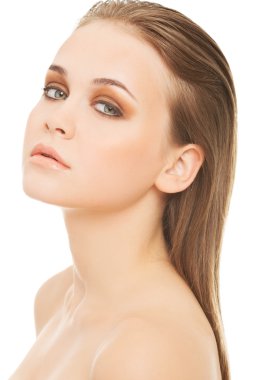 çekici kadının yüzüne. portre.