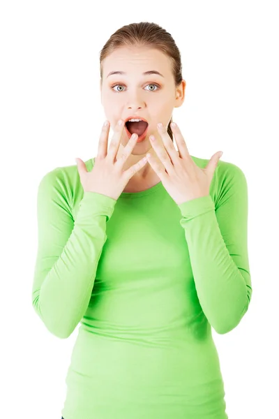 Attractive young woman in a shock. — Stock Photo, Image