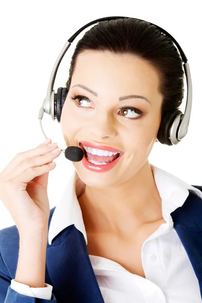 Attractive businesswoman on call centre. — Stock Photo, Image