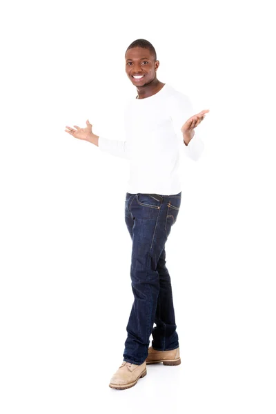 Handsome man with spread arms and hands. — Stock Photo, Image