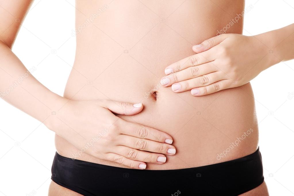 Sexy flat belly and panites.