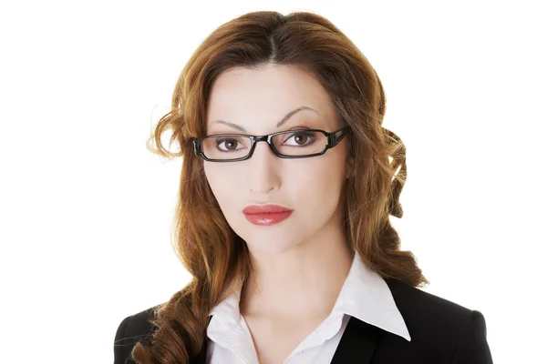 Porträtt av attraktiva affärskvinna i glasögon. — Stockfoto