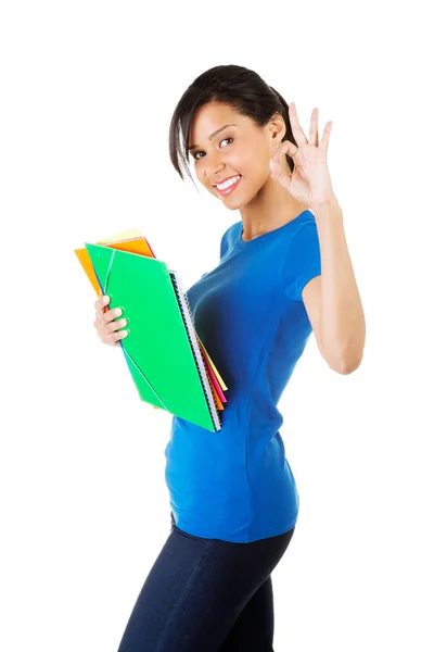 Happy student girl gesturing perfect — Stock Photo, Image