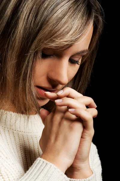 Casual jonge vrouw praying. — Stockfoto