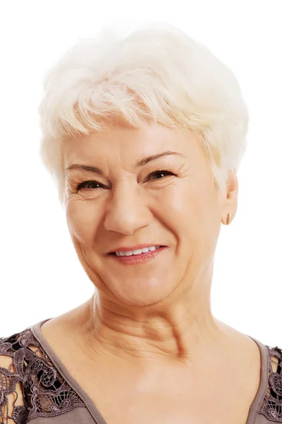 Portret van een oude, lachende vrouw. — Stockfoto
