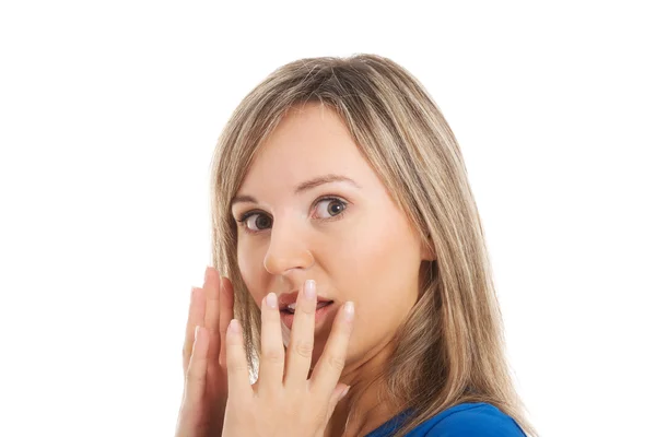 Portrait of a woman expressing shock, fear, surprise. — Stock Photo, Image