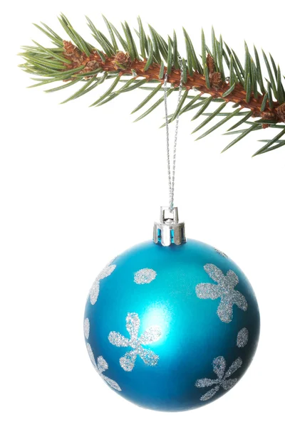 One separated christmas ball handing on a fir. — Stock Photo, Image