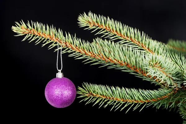 Eine Weihnachtskugel reicht einen Zweig weiter. — Stockfoto