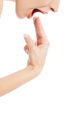 genç kadın kusmak düşündürücü.