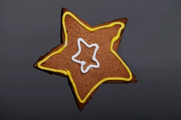 Gingerbread Christmas star cookie. — Stock Photo, Image
