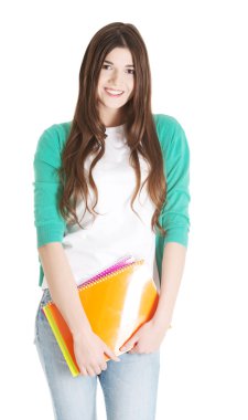 dosyaları, genç güzel öğrenci çalışma kitabı.