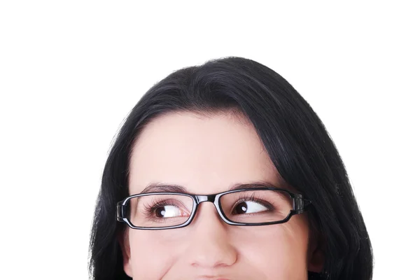 Female's face with eyeglasses. Cut out. — Stock Photo, Image