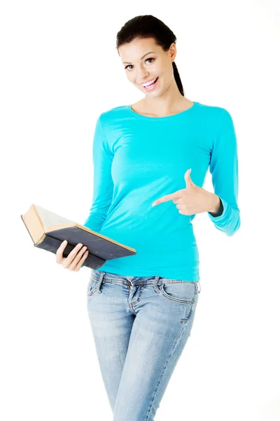 Ung kvinna student med bok. — Stockfoto