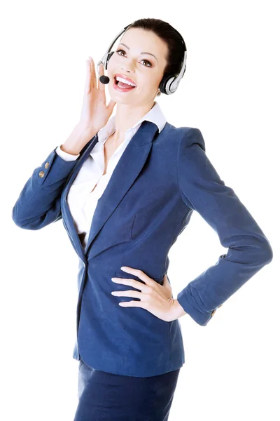 Beautiful business woman at call center. — Stock Photo, Image