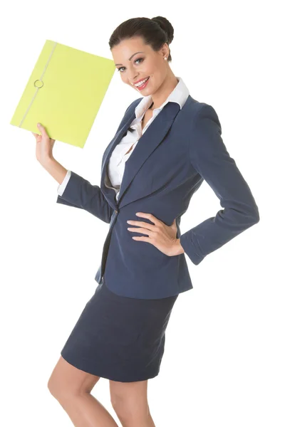 Joven mujer de negocios sosteniendo archivos . —  Fotos de Stock