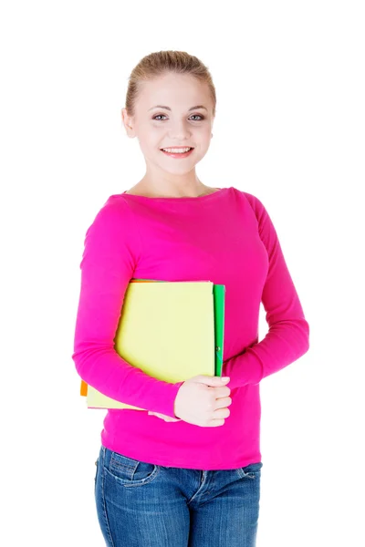 Mujer estudiante joven con libro de trabajo . —  Fotos de Stock