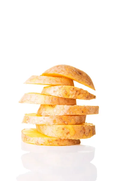 One sliced potatoe. Stack composition. — Stock Photo, Image