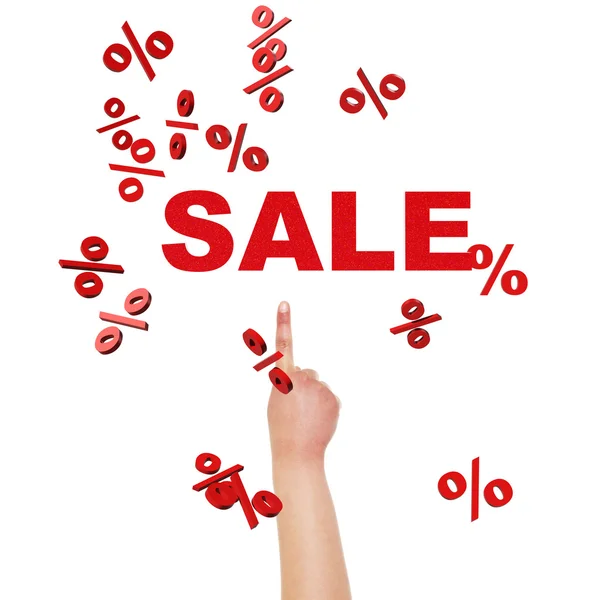 Finger pointing on SALE. — Stock Photo, Image