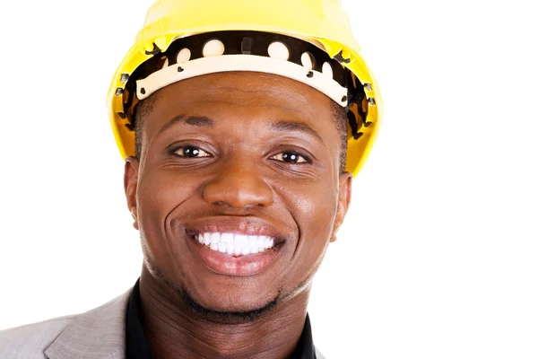 Happy successful businesman in helmet. — Stock Photo, Image