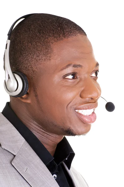 Operador de telefonía de soporte en auriculares — Foto de Stock